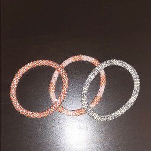 Set of 3 Lilly and Laura pink beaded bracelets